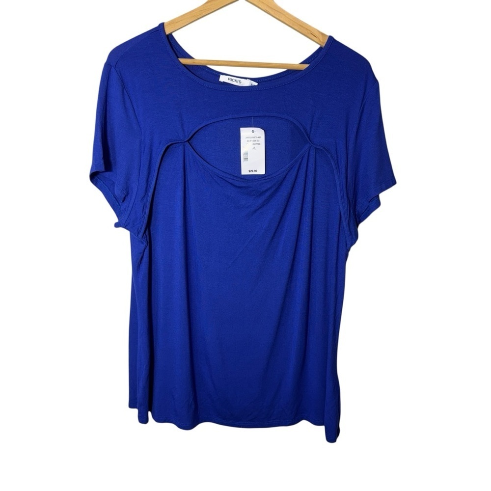 Ricki's Royal Blue Keyhole Cut out Tshirt Size XL NWT Brand New